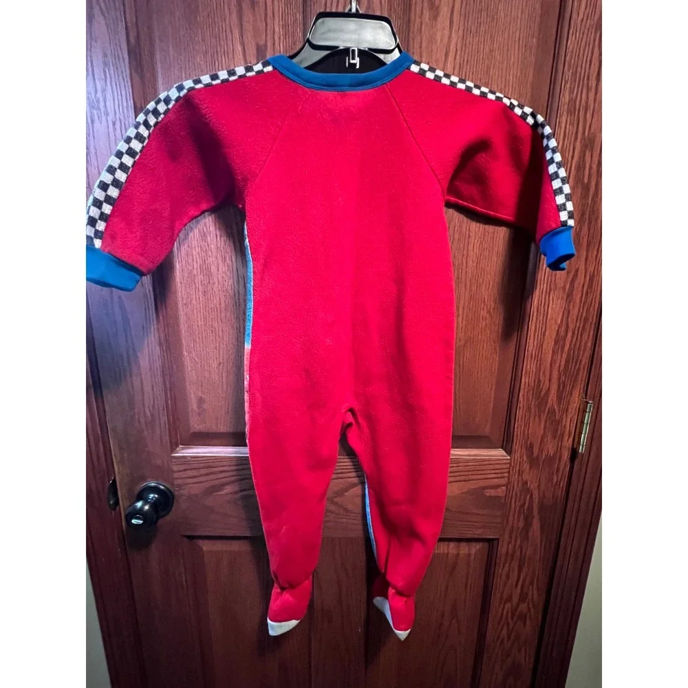 Disney Pixar Cars Lightning McQueen Piston Cup Fleece Footed Pajamas Size 4 Kids